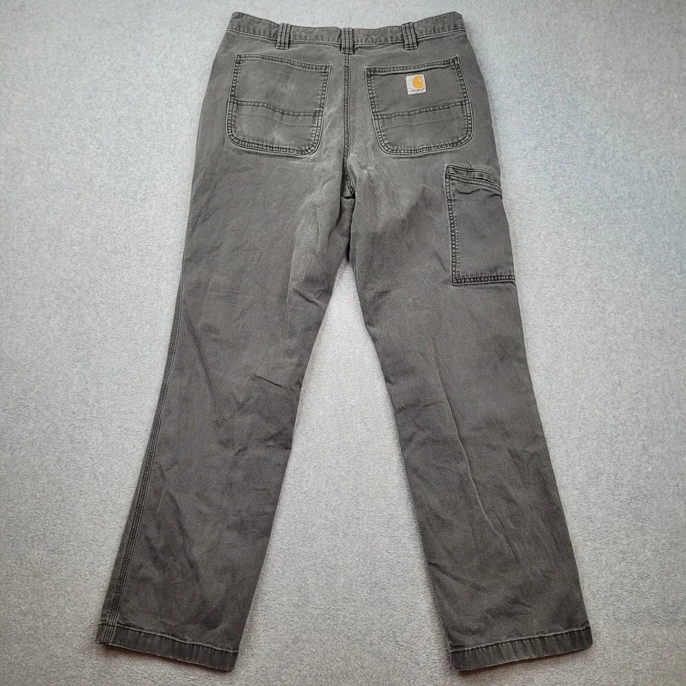 Carhartt Relaxed Fit Pants Mens 33x32 Gray Canvas Carpenter Workwear